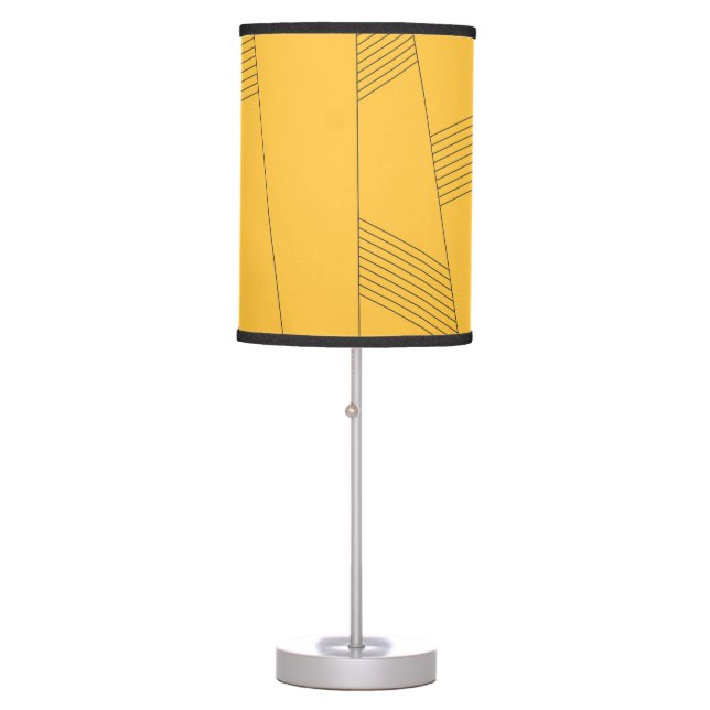 Simple, yellow, modern abstract graphic design table lamp (Front)