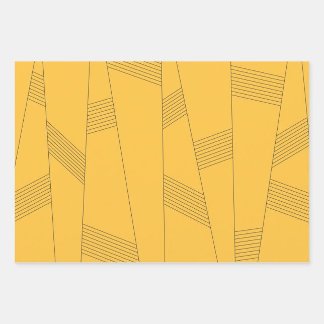 Simple, yellow, modern abstract graphic design wrapping paper sheets (Front)