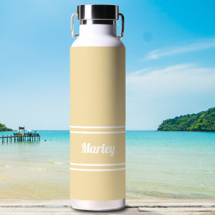 Simple Yellow Modern Custom Name Stylish Colorful Water Bottle