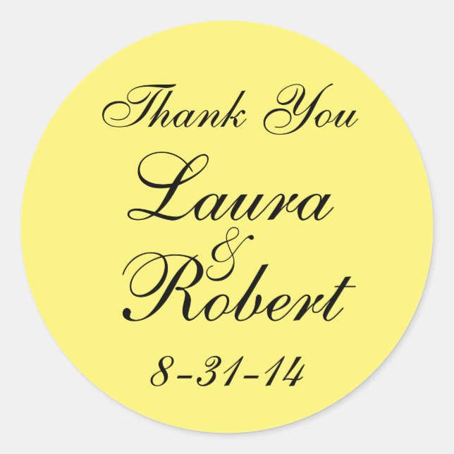 Simple Yellow Monogram Classic Round Sticker (Front)