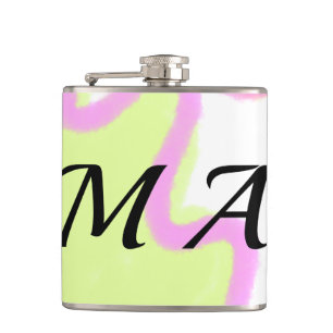 Simple yellow pink watercolor add your monogram flask