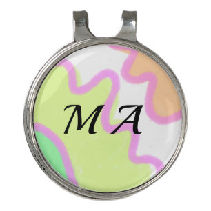 Simple yellow pink watercolor add your monogram golf hat clip