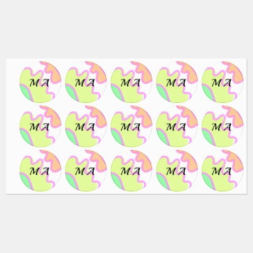 Simple yellow pink watercolor add your monogram    labels