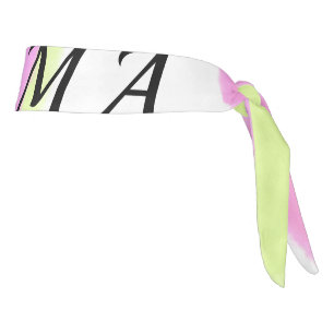 Simple yellow pink watercolor add your monogram tie headband