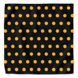 Simple Yellow Polka Dots Pattern on Black Bandana