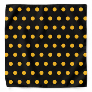 Simple Yellow Polka Dots Pattern on Black Bandana