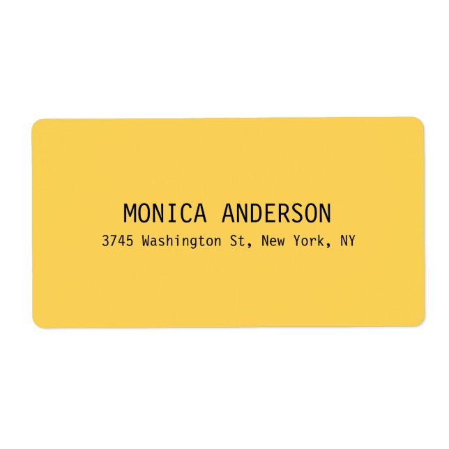 Simple Yellow Professional Contemporary Modern Label (Front)