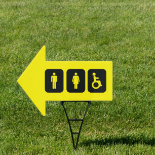 Simple Yellow Restroom Bathroom Toilet ADA Sign