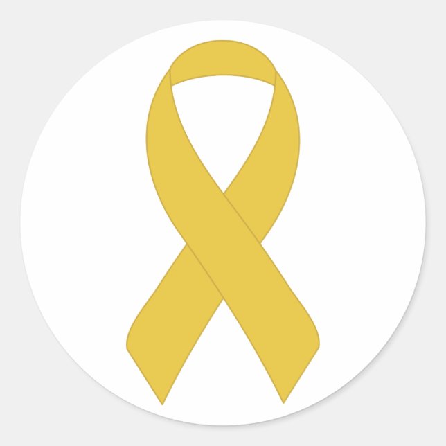 Simple Yellow Ribbon Classic Round Sticker (Front)