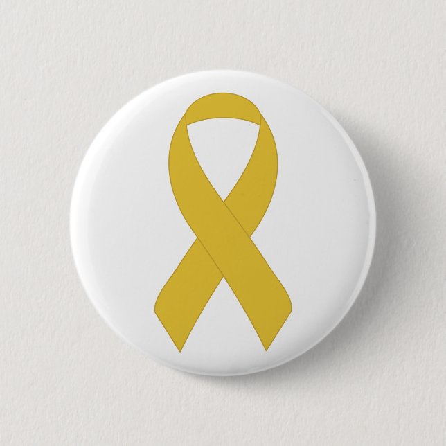 Simple Yellow Ribbon Pinback Button (Front)