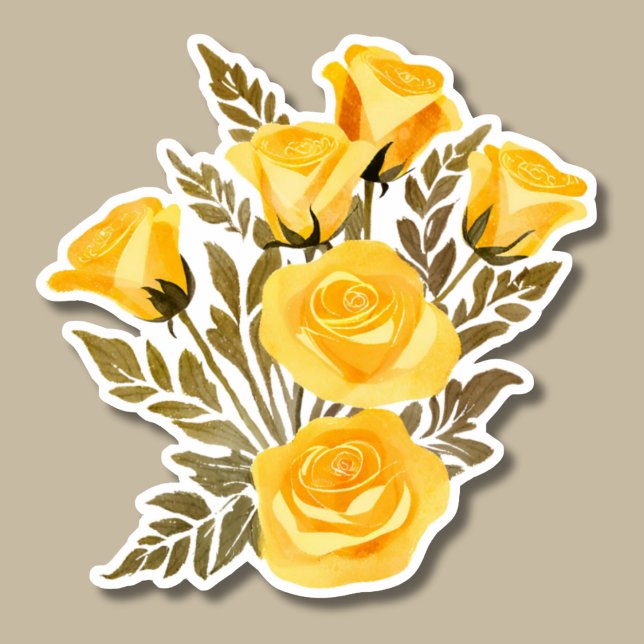 Simple Yellow Roses Waterproof  Sticker (Creator Uploaded)