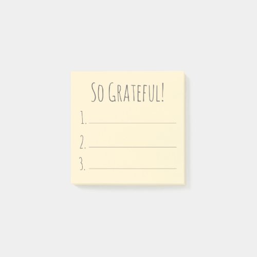 Simple Yellow So Grateful Gratitude List Post-it Notes