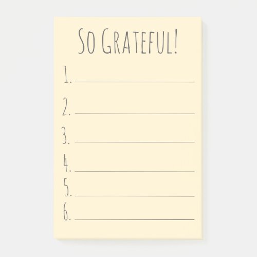 Simple Yellow So Grateful Gratitude List Post-it Notes