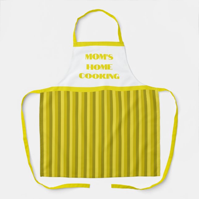 Simple Yellow Stripe Mom's Home Cooking Apron (Front)