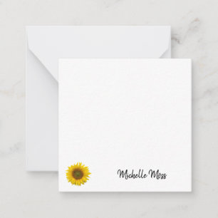 Simple Yellow Sunflower Custom Typography Note Card