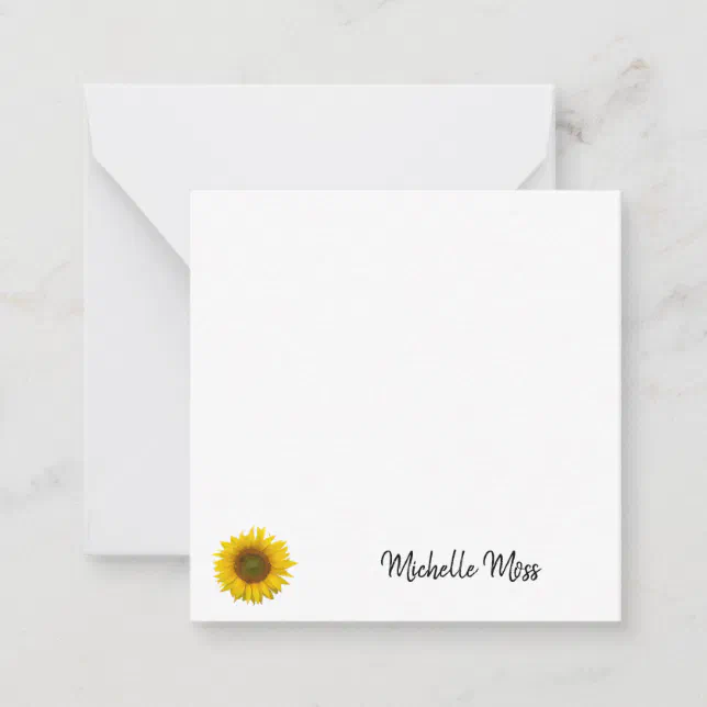 Simple Yellow Sunflower Custom Typography Note Card | Zazzle