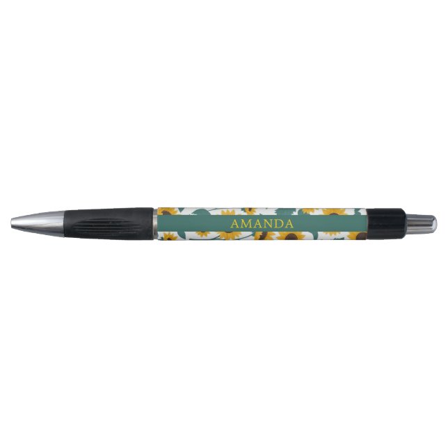 Simple Yellow Sunflowers Pattern Personalized Pen (Front)