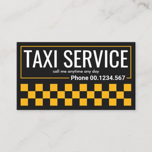 Simple Yellow Taxi Border Checks Cab Driver Business Card