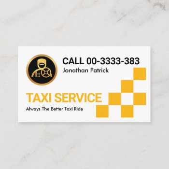 Simple Yellow Taxi Check Box Driving Business Card by keikocreativecards at Zazzle