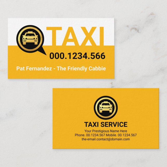 Simple Yellow Taxi Service Layer Business Card (Front/Back)