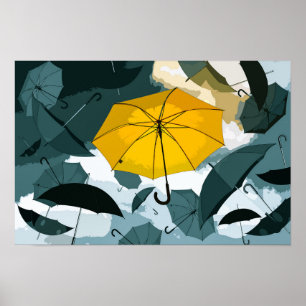 Simple Yellow Umbrella Artwork   Poster