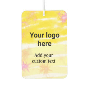 Simple yellow watercolor add your logo custom text air freshener