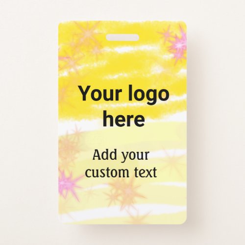 Simple yellow watercolor add your logo custom text badge