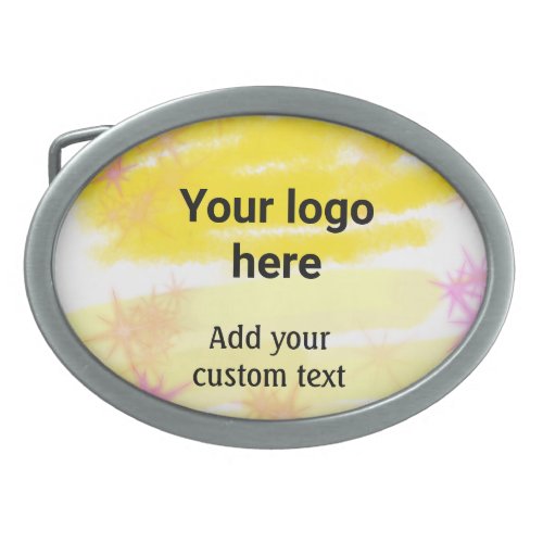 Simple yellow watercolor add your logo custom text belt buckle