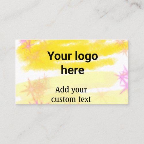 Simple yellow watercolor add your logo custom text business card
