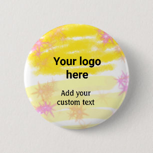 Simple yellow watercolor add your logo custom text button