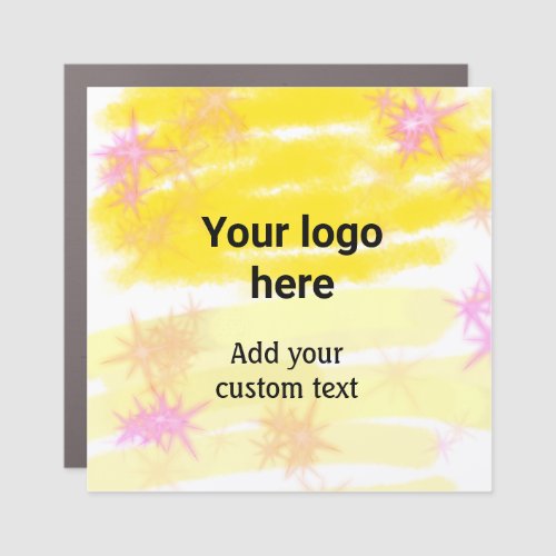 Simple yellow watercolor add your logo custom text car magnet