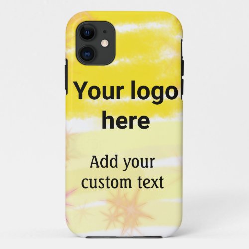 Simple yellow watercolor add your logo custom text iPhone 11 case