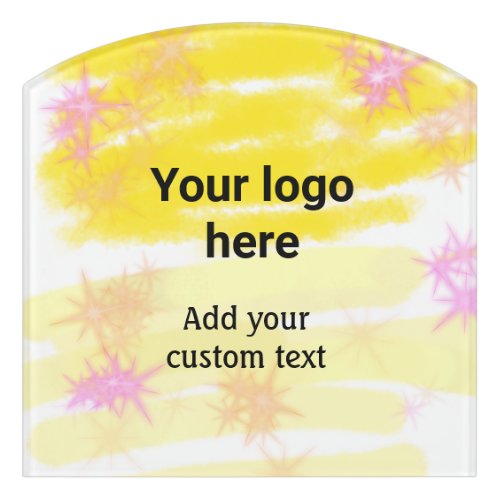 Simple yellow watercolor add your logo custom text door sign