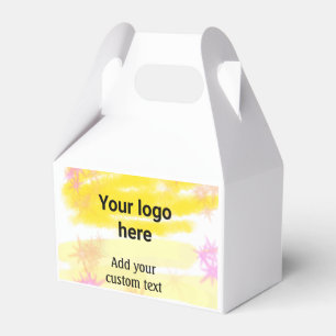 Simple yellow watercolor add your logo custom text favor boxes
