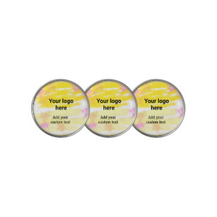 Simple yellow watercolor add your logo custom text golf ball marker
