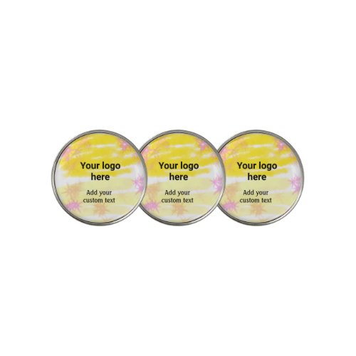 Simple yellow watercolor add your logo custom text golf ball marker