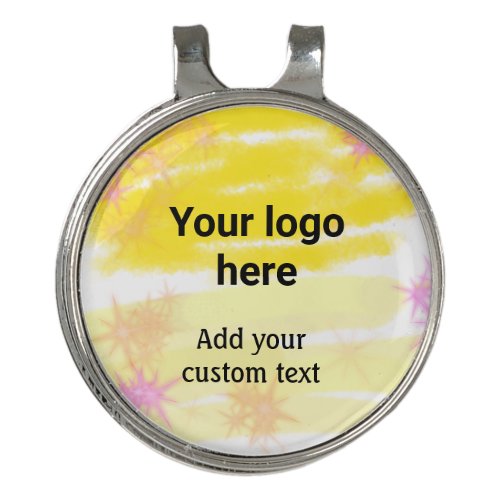 Simple yellow watercolor add your logo custom text golf hat clip