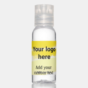 Simple yellow watercolor add your logo custom text hand sanitizer