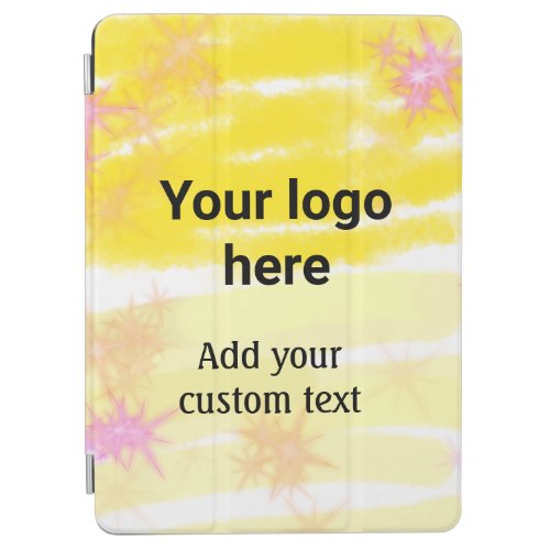 Simple yellow watercolor add your logo custom text iPad air cover