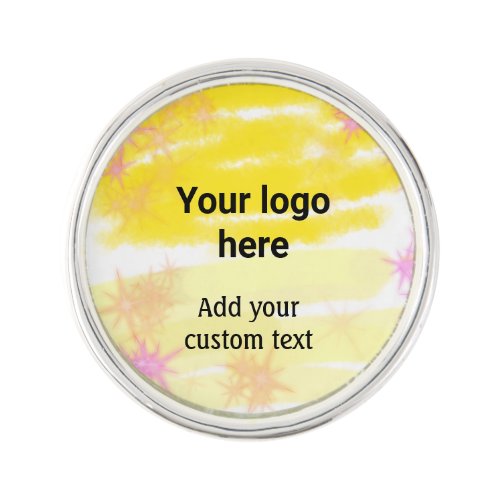 Simple yellow watercolor add your logo custom text lapel pin