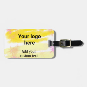 Simple yellow watercolor add your logo custom text luggage tag