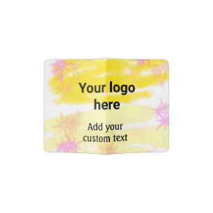 Simple yellow watercolor add your logo custom text passport holder