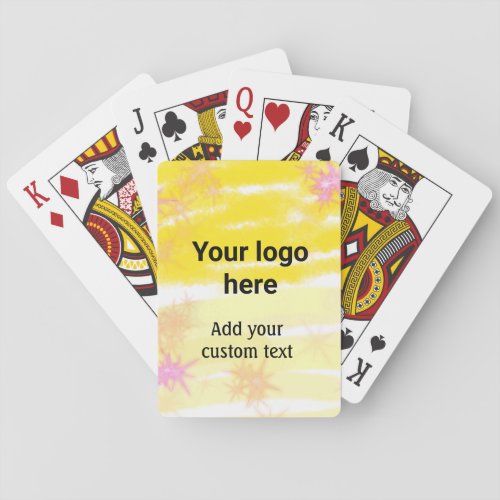 Simple yellow watercolor add your logo custom text playing cards