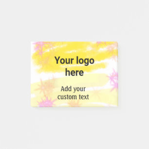 Simple yellow watercolor add your logo custom text post-it notes