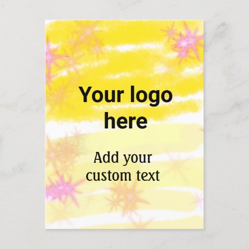 Simple yellow watercolor add your logo custom text postcard