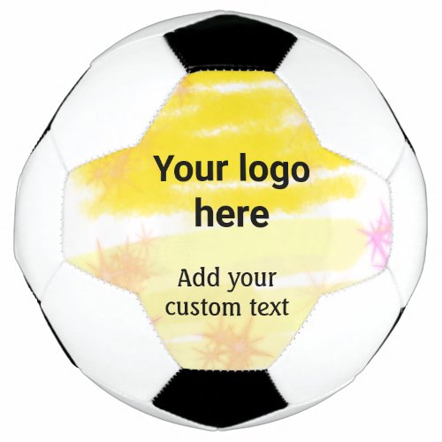 Simple yellow watercolor add your logo custom text soccer ball