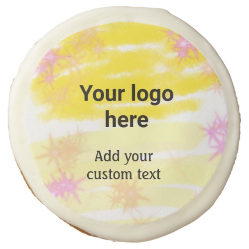 Simple yellow watercolor add your logo custom text sugar cookie