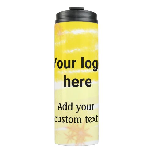 Simple yellow watercolor add your logo custom text thermal tumbler