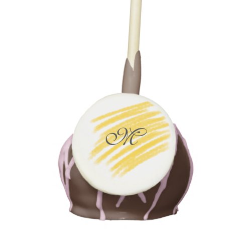 simple yellow watercolor lines add your monogram   cake pops