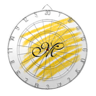 simple yellow watercolor lines add your monogram dart board